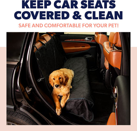 Black Car Rear Seat Cover for Dogs, Durable Waterproof & Scratch Resistant Vehicle Backseat Protector, Nonslip Dog Accessory & Pet Protection for Back Seats, Machine Washable