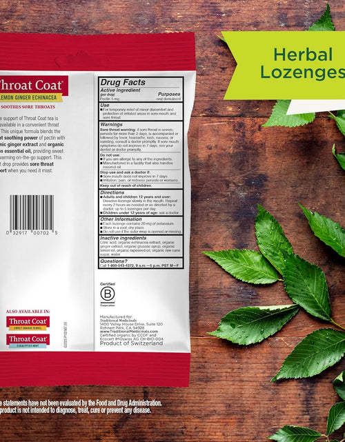 Load image into Gallery viewer, Throat Coat Organic Pectin Throat Drops, Lemon Ginger Echinacea, Soothes Sore Throats, 16Ct.
