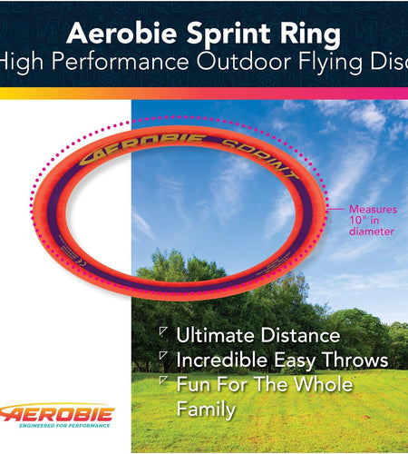 Sprint Ring Outdoor Flying Disc, 10 Inches, Orange