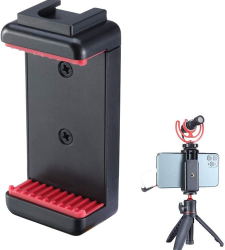 ST-07 Phone Tripod Mount with Cold Shoe Mount for Microphone LED Video Light 1/4'' Tripod Screw for Iphone 11/Pro/Pro Max XS Max XR X 8 7 plus Samsung Galaxy Oneplus Google Pixel Vlog Vlogging