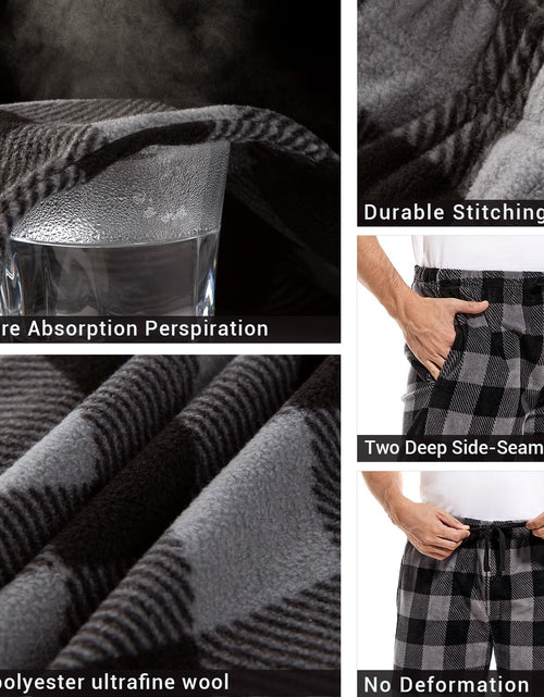 Load image into Gallery viewer, 1Pack or 3Pack Mens PJ Pajama Pants Bottoms Fleece Lounge Pants Sleepwear Plaid Pjs with Pockets Microfleece
