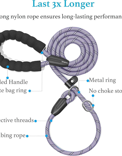 Load image into Gallery viewer, 6 FT Durable Slip Lead Dog Leash with Padded Handle and Highly Reflective Threads, Dog Training Leash, (Small, 0~35 Lbs, Black)
